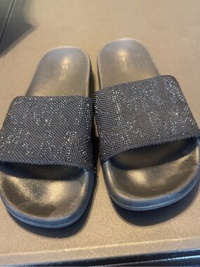 Michael Kors Black Sparkle Slide Sandals